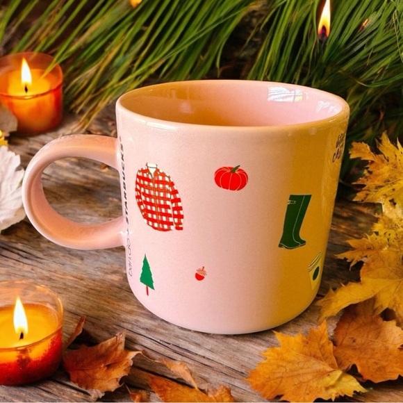 STARBUCKS | ban.do “Sweater Weather” Pink 12oz Mug Fall Winter Coffee - Picture 1 of 10